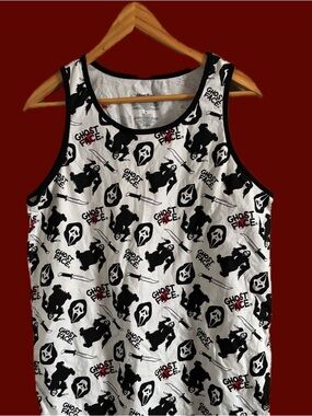 Scream Ghost Face Graphic Ringer Tank - Black, White & Red Men’s/ Unisex M
